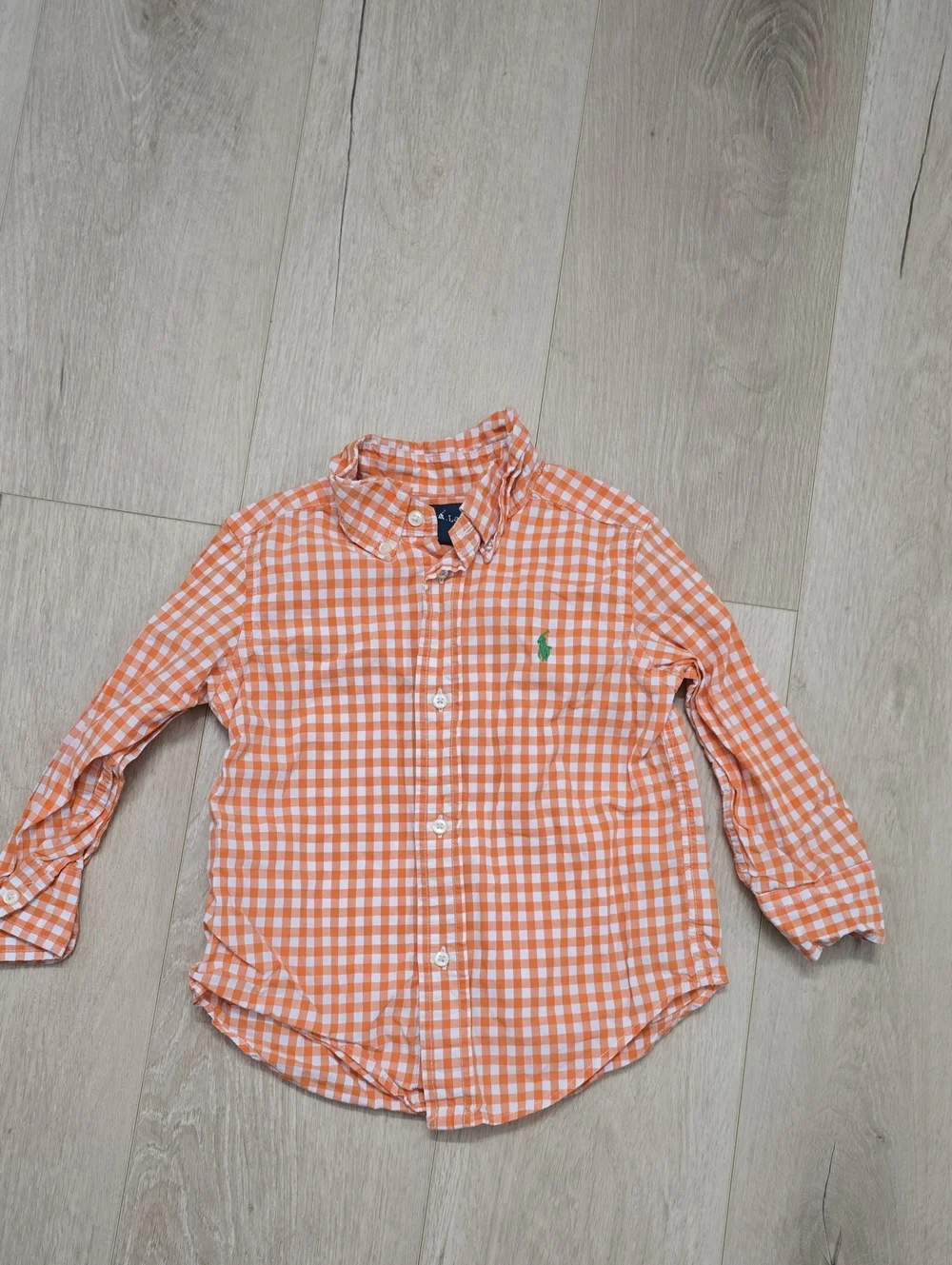 Ralph Lauren Orange and White Gingham Button-Down Shirt